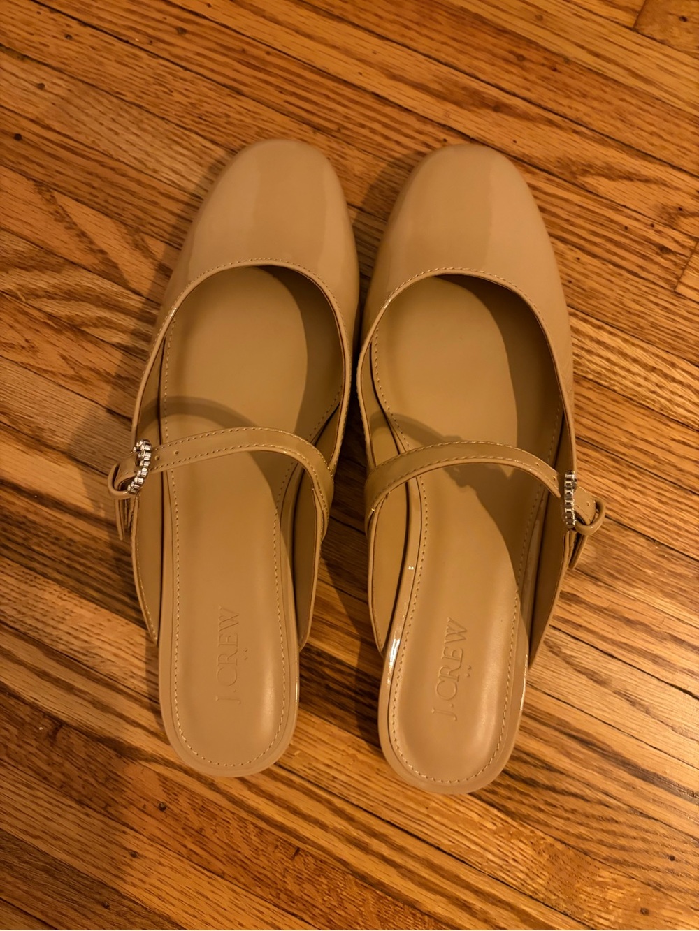 J. Crew Beige Patent Mary Jane Flats with Buckle